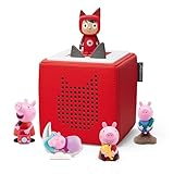 tonies Peppa Wutz Extrapack – Toniebox Starterset Rot + 4X Peppa Pig Hörfiguren, Audioplayer für Hörbücher und Lieder, einfach zu bedienende Musikbox mit Peppa Wutz Hörspiel für Kinder ab 3 Jahren