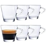 KONZEPT Espressotassen 80 ml, 6er Set, Espressogläser mit Henkel