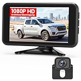 AUTO-VOX Rückfahrkamera kabellos: 5' 1080P Monitor,Dual-Channel,30 Min. Einbau,Stabile Digitale Funkübertragung,IP69K Wasserdicht & Nachtsicht,für SUV, LKW, PKW, Pickup,Anhänger