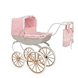 Bella Rosa Cambridge Kinderwagen | Pink Traditioneller Kutschenwagen Puppenwagen Roségold Räder | Kinderreisesystem mit passendem Kissen und Decke |