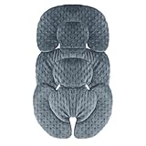 Baby Autositz-Kissen, Kopf- und Körperstütze für Neugeboreneneinsatz, 2-in-1 reversibles Babysitz-Kissen, weiche Kinderwagen-Einlage für Autositze, Babywippen, Kinderwagen und Schaukeln, Dunkelgrau