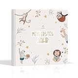 BIROYAL Babyalbum Mein erstes Jahr - Fotoalbum Baby zum Eintragen - Das Babytagebuch & Erinnerungsbuch für Mädchen und Jungen - Baby Buch - Baby Geschenk zur Geburt, 21x21 cm