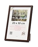 3-B Bilderrahmen MEGA - Dunkel Braun (Nussbaum mit optischer Holzmaserung) - 20x30 cm - Holzrahmen, Fotorahmen, Portraitrahmen mit Acrylglas