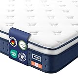 VASAGLE Matratze, 90 x 200 x 20 cm, Taschenfederkernmatratze aus Gel-Memory-Schaumstoff, mittelfest, H3, 7-Zonen-Unterstützung, Bewegungsisolierung, atmungsaktiver Bezug, blau RMZ212QZ02