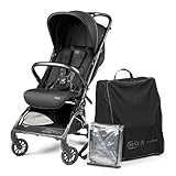 PEG Leichter Buggy Volo mit Regenschutz, Handgepäckgröße, Flugzeuggeeignet, Kompakt, Ab Geburt bis 22 kg, Reisetasche Inklusive, True Black
