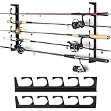 MEYAGOT 2 Stücke Angelrutenhalter Zur Wandmontage, Horizontale Angelrutenhalterung, Angelrutenhalter Zur Aufbewahrung, Angelrutenhalter Für Bis Zu 6 Ruten Oder Combos Für Die Meisten Ruten