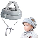 Baby Helm Schutzhelm Säugling Kleinkind Kinder 360° Anti-Kollision Kopfschutzkappe Schutzhut Baumwolle Hut Kopfschutzmütze Verstellbarer Kopfschutz für 5 bis 24 Monate Baby (Grau)