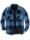 Herrenjacke aus warmem Sherpa-Fleece, kariert, Flanellhemd (komplett mit Sherpa-Fleece gefüttert) blau L
