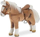 Götz 3401926 Haflinger Fritz Pferde-Puppe (Stockmaß 24 cm) - 28 cm hohes, biegsames Plüschpferd für Stehpuppen - mit Sattel, Zaumzeug und Picknickdecke
