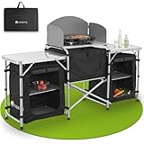 Juskys Campingküche faltbar mit Tragetasche - Outdoor Camping Küche Campingschrank klappbar - Faltbare Küchenbox - Schwarz