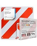 PLANGER® - Warntafel Italien und Spanien u Portugal 3in1 (50 x 50 cm) (Schild + Tasche + Spanner) - Reflektierendes Warnschild rot weiß für Heckträger u Fahrradträger