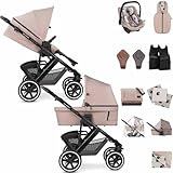 ABC Design 3 in 1 Kinderwagen Starter Set Salsa 4 Air – Kombikinderwagen für Neugeborene & Babys – Inkl. Sportsitz Buggy, Babywanne & Babyschale – Radfederung & Luftreifen (grain teddy)