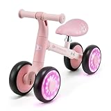 Kinderkraft Cutie Flash Laufrad, Lernlaufrad, Kinderlaufrad, Lauflernrad ohne Pedale, Räder mit LED-Lichtern, Modernes Design, Sichere Konstruktion, für Kinder ab 1 Jahr, Rosa