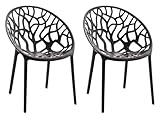 CLP 2er Set Gartenstühle Hope Kunststoff I Stapelstühle wetterfest und UV-beständig I Outdoorstühle pflegeleicht I Sessel für draußen, Farbe:schwarz