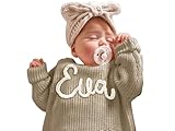 GELLEDI Personalisierte Baby Strickpullover, benutzerdefinierte Baby Pullover mit handgesticktem Namen, Toddler Geschenk