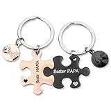 ZoeWei Paar Schlüsselanhänger mit Gravur Beste MAMA/Bester PAPA, Keychain Geschenke für Papa Mama Muttertagsgeschenk Vatertagsgeschenk