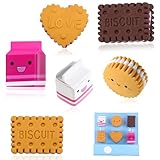 6 PCS Simulierter Lebensmittel Cookie Radierer, Niedlicher Kawaii Radierer, kreatives Geschenk für Schulpapier, niedlicher Radierer Cookie Radierer Sammlung, neuartige Schreibwaren Sammlung