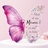 BETESSIN Muttertagsgeschenke für Mama von Tochter & Sohn - Glück ist eine Mama wie dich zu haben - Schmetterlinge Acrylplakette - Geschenke für Mama zum Geburtstag, Muttertag & Weihnachten
