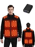 FrostVoyage Beheizbare Jacke Herren mit Powerbank 18400 mAh, Heizjacke Herren Fleece Wärmeweste Wärmejacke mit Akku, Beheizte Fleecejacke Kleidung Winter Wärme Jacke mit Heizung, 10 Heizzonen