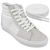 Endoto Elastische Flache ohne Binden Schnürsenkel für Vans Sneaker Schuhe, Dehnbarer Stretchige Breite Ersatz Schuhbänder Laces (Weiß, 54 Zoll)
