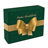Herz & Heim® Adventskalender zum Befüllen mit großer Schleife als Motiv personalisiert mit Ihrem Wunschtext Grün