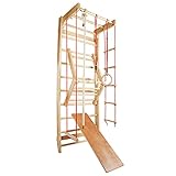 CCLIFE Sprossenwand Turnwand Gym Klettergerüst Holz Sportgerät Kletterwand mit Stange Fitness Kinder Erwachsener ZERRO