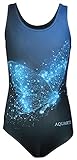 Aquarti Mädchen Badeanzug mit Ringerrücken Print, Farbe: Schmetterling Blau/Schwarz, Größe: 170