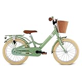 PUKY YOUKE Classic 16 | Kinderfahrrad 16 Zoll | Kinderfahrrad ab 4 Jahren | Retro Kinder Fahrrad mit Korb & Rücktrittbremse | Höhenverstellbar & leicht | Made in Germany | Retro Green