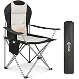 Homecall Campingstuhl Faltbar 150kg Belastbar Campingstuhl Hochlehner 108cm mit Lendenwirbelstütze, Gepolstert Klappstuhl Camping Stuhl Angelstuhl Faltbar für Garten Picknick (Schwarz - 1 Stück)