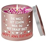 PRSTENLY 60 Geburtstag Frau, Geburtstagsgeschenk für Frauen, Kerze aus Metall Geschenke zur Geburt für Frau Freundin Mama Schwester Tochter, Beste Freundin Geburtstag Geschenk