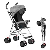 OHMG Kinderwagen CITY Buggy Kinderbuggy klappbar Sportwagen Faltbar 360° Räder Inkl. Sonnen- und Moskitonetz zusammenklappbar 5-Punkt-Sicherheitsgurt ab 6 Monate (D-Gris)