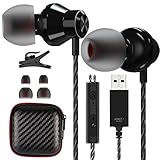 USB Kopfhörer PC 2.5M,ACAGET PC Headset USB Ohrhörer mit Kabel und Mikrofon, USB PC Gaming Headset Semi In Ear HiFi Stereo Noise Cancelling USB PC Kopfhörer für PS4/5/Computer/PC/Mac/Laptop/Chromebook