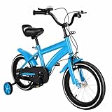 Garbenat 14 Zoll Kinderfahrrad mit Stützrädern Upgraded Kinder Fahrrad für ab 3-6 Jahre HöHenverstellbar Kinderfahrrad für Jungen & Mädchen Jugend Fahrrad für Schulung Outdoor Reiten (Blau)