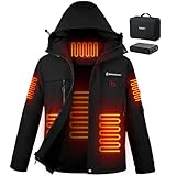 Brimekey Heizjacke für Herren mit Fleecefutter, Beheizbare Jacke mit 7.4V Akku, Wasserdicht Winddicht, 3 Heizstufen für Skifahren, Camping, Angeln