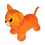GERARDO'S Toys Hüpftier Orangefarbene Katze, Hüpftiere ab 1 Jahr und ab 2 Jahre, Hüpftier Kinder, Aufblasbare Tiere Spielzeug Draussen oder Drinnen für Kleinkinder ab 12 Monaten - Inklusive Luftpumpe