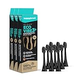 happybrush® Nachhaltige Aufsteckbürsten für elektrische Schall-Zahnbürste Eco VIBE 3 - Allblack - 3x3 Stück