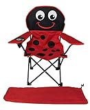 FineHome Kinder Anglersessel Faltstuhl mit Getränkehalter und Tasche 'Marienkäfer' - Rot, Stahl und Polyester, Camping