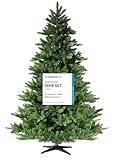 RS Trade® HXT 19001 180 cm künstlicher PVC Weihnachtsbaum (Ø ca. 132 cm) mit 1422 Spitzen und Schnellaufbau Klapp-Schirmsystem, schwer entflammbar, unechter Tannenbaum inkl. Metall Christbaum Ständer