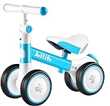 JOLLTIO Kinderlaufrad für 1 Jahr mit 4 leisen Rädern, Kinderwagen-Fahrradspielzeug für 12-24 Monate Baby, Verstellbarer Lenker Baby-Fahrradspielzeug für 1-jährige Jungen-Mädchen