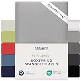 Dreamzie Premium Spannbettlaken 140x200 cm - 160x200 cm - 37cm Seitenhöhe - auch für Boxspringbett & Wasserbett - Bettlaken Boxspringbett 100% Jersey Baumwolle, 150 g/m² - Oeko-TEX - Grau