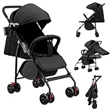 Ingenious Kompakter Buggy, mit Liegeposition, von Geburt bis 4 Jahre (bis 25 kg), Sofa, mit Moskitonetz, Getränkehalter, 47 x 72 x 97 cm, Schwarz