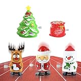Aufziehspielzeug Weihnachten, 5 Stück Figur Uhrwerk Spielzeug Aufziehfigur Adventskalender Füllung, Weihnachts Wind Up Springspielzeug Mitgebsel Kleinigkeiten Geschenke für Baby Kinder Erwachsene