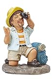 Hobbyfun Tourist mit Rucksack knieend Figur Deko 8 cm Miniatur wandern Urlaub