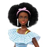 Barbie - Rollerskate-Puppe mit Welpen und Trendiger Kleidung, Afro-Hairstyle und Accessoires für Geschichtenerzählen und Styling-Spaß, für Kinder ab 3 Jahren, HPL77