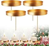 Yijiuba Adventskranz Kerzenhalter 4er Set, 7 cm Metall Kerzenständer Adventsker Zenhalter Kerzenhalter Stumpenkerzen Zum Befestigen Von Kerzen, Wohnzimmer Deko Und Hochzeit Deko(Golden)