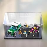 Acryl Vitrine, Für Lego 60288 Rennwagen Transportmodell, staubdichte transparente Kollektionen Vitrine. (nur Displaybox) (schwarze Basis)