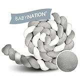 BABYNATION - Stillkissen geflochten 250 cm (weiß/grau) - Seitenschläferkissen - ideal zu verschenken - in der Maschine waschbar