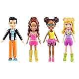 Polly Pocket Sparkle Cove Adventure Modeset - 4 Puppen, 45+ Modeteile, Oberteile, Hosen, Kleider, Accessoires, für Kinder ab 4 Jahren, HKW10