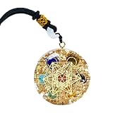 FWANGEN Orgonit Anhänger Halskette, Heilige Geometrie Energie Halskette, Hochfrequenz Energie Stein Anhänger Halskette, Kosmische Energie Chakra Heilsgeschenk für Frauen und Männer(Kette Verstellbar)