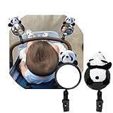 JAMBOS 2PCs Kinderwagen-Spiegel, Kinderwagen-Rückspiegel, Kinderwagen-Dekoration, Kinderwagen-Zubehör, beobachten Sie das Baby im Kinderwagen zu jeder Zeit （Panda）